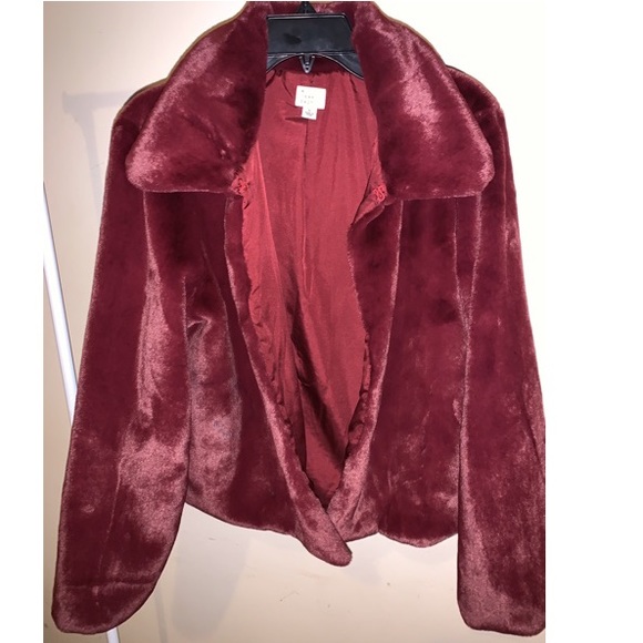 Burgundy Faux fur jacket - Picture 1 of 5